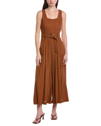 Maison Tara Linen-blend Jumpsuit In Brown