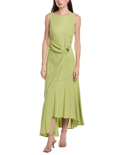 Maison Tara Linen-blend Sleeveless Midi Dress In Green