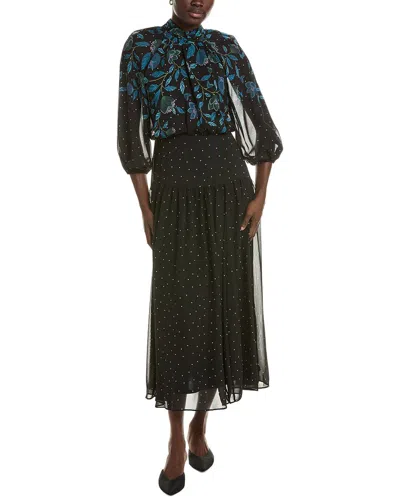 Maison Tara Long Sleeve Midi Dress In Black