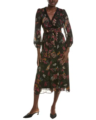 Maison Tara Long Sleeve Midi Dress In Multi