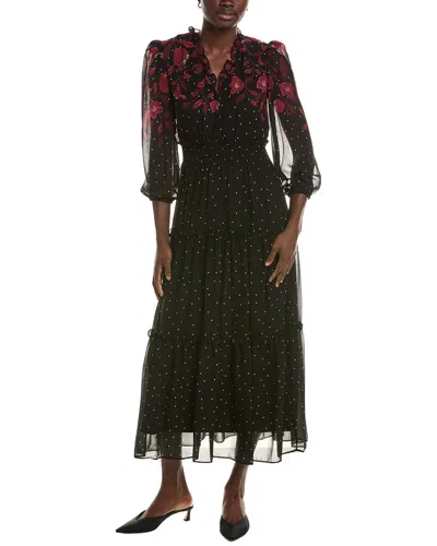 Maison Tara Long Sleeve Midi Dress In Black