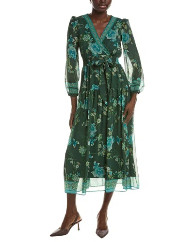 Maison Tara Long Sleeve Midi Dress In Green