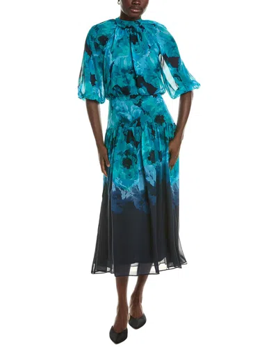 Maison Tara Long Sleeve Midi Dress In Blue