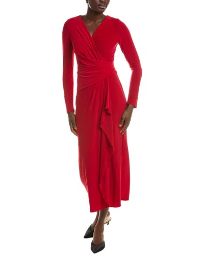 Maison Tara Long Sleeve Midi Dress In Red