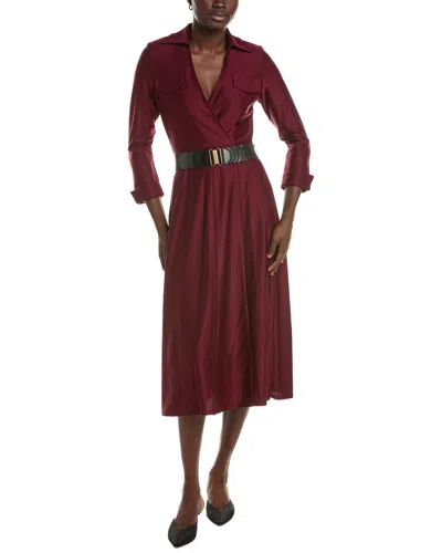 Maison Tara Long Sleeve Midi Dress In Red