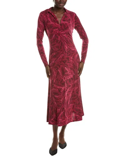 Maison Tara Long Sleeve Midi Dress In Red