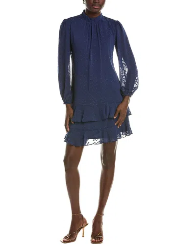 Maison Tara Long Sleeve Mini Dress In Blue
