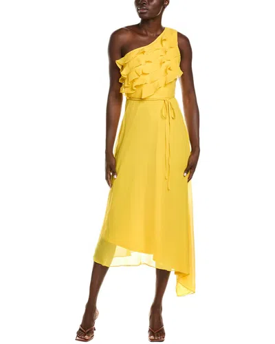 Maison Tara One-shoulder Midi Dress In Yellow