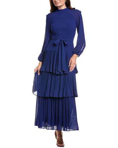 Maison Tara Pebble Georgette Maxi Dress In Blue