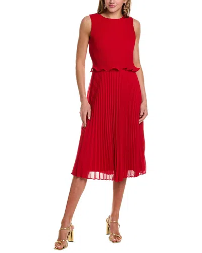 Maison Tara Pebble Georgette Midi Dress In Red