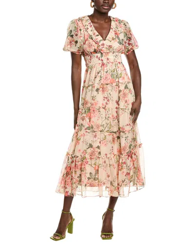 Maison Tara Picasso Chiffon Maxi Dress In Neutral