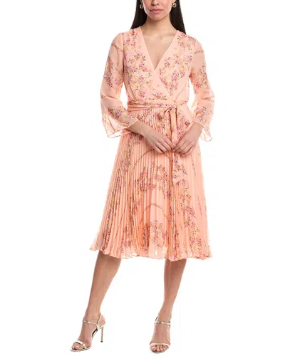 Maison Tara Pleated Midi Dress In Pink