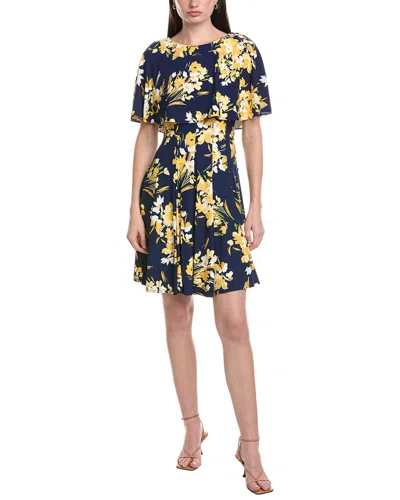 Maison Tara Printed Ity Mini Dress In Navy
