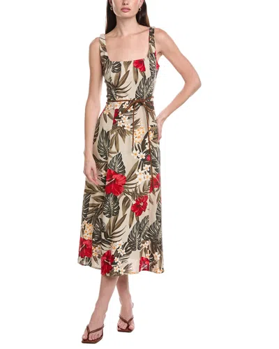 Maison Tara Printed Linen-blend Sleeveless Midi Dress In Animal Print