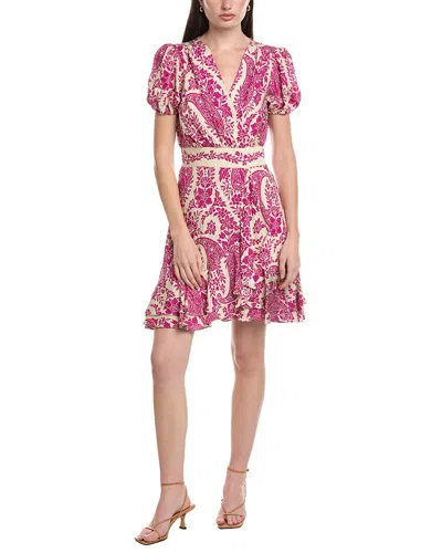 Maison Tara Printed Marrakesh Short Sleeve Mini Dress In Brown