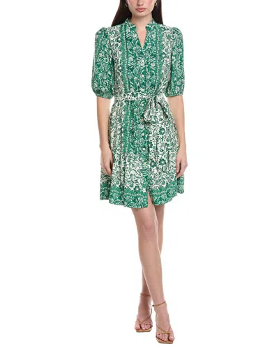 Maison Tara Printed Marrakesh Short Sleeve Mini Dress In Green