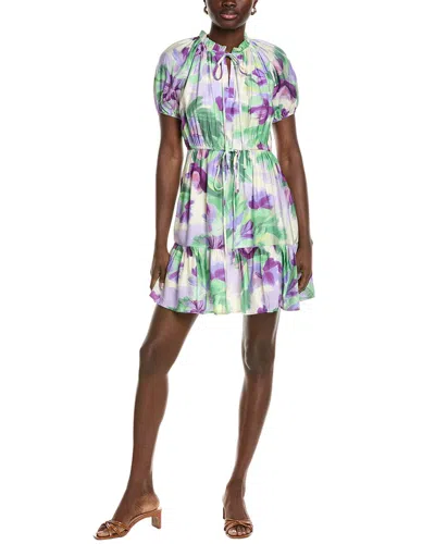 Maison Tara Printed Mini Dress In Purple