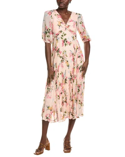 Maison Tara Printed Serena Short Sleeve Midi Dress In Brown