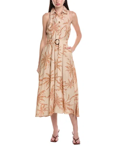 Maison Tara Printed Stone Sleeveless Midi Dress In Brown
