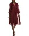 Maison Tara Roller Glitter Chiffon Midi Dress In Red