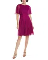 Maison Tara Roller Glitter Matte Mini Dress In Pink