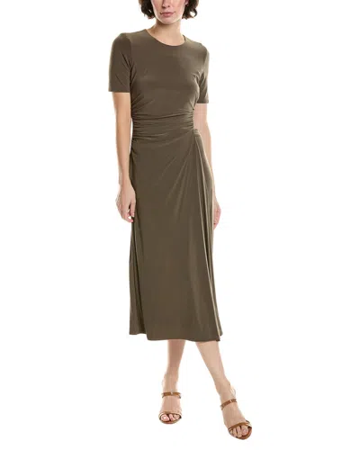 Maison Tara Ruched Midi Dress In Brown