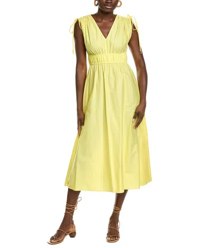 Maison Tara Solid Stretch Poplin Midi Dress In Yellow