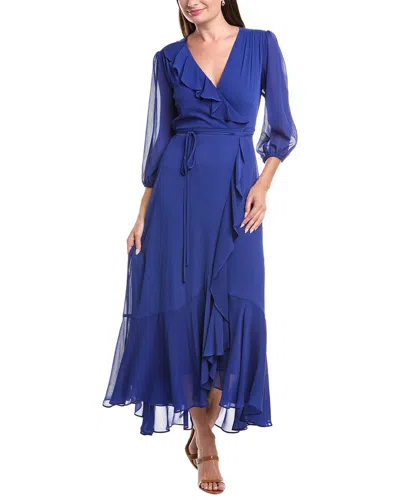 Maison Tara Solid Yoryu Maxi Dress In Blue