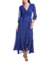 Maison Tara Solid Yoryu Maxi Dress In Blue