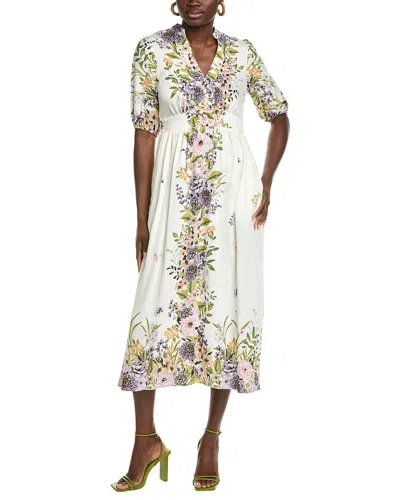 Maison Tara Stone Midi Dress In White