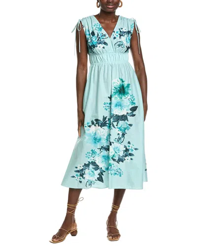 Maison Tara Stretch Poplin Midi Dress In Multi