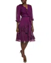 Maison Tara Stripe Sheer Chiffon Midi Dress In Purple