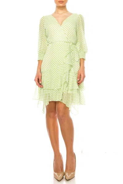 Maison Tara Two-tier Faux Wrap Print Dress In Ivory Kelly In Multi