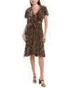 Maison Tara Velvet Midi Dress In Brown