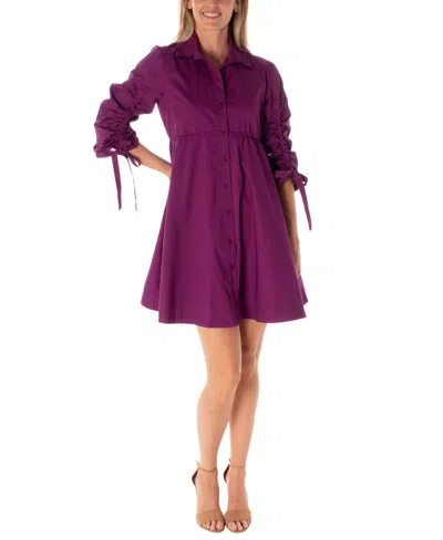 Maison Tara Women's Ruched-sleeve Shirtdress In Orchid