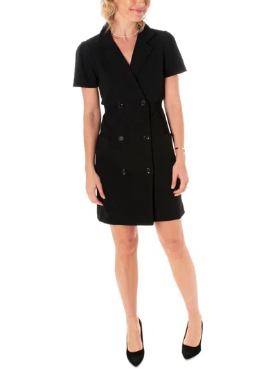 Maison Tara Womens Solid Polyester Sheath Dress In Black