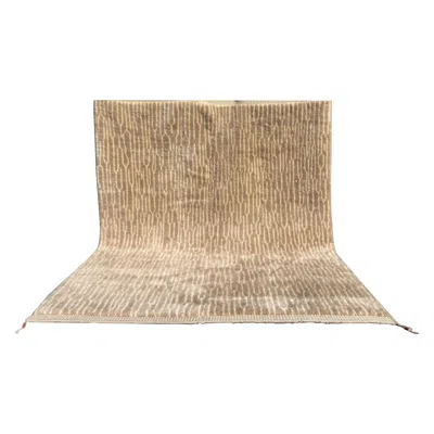 Pre-owned Maison Tóukkani Berber Wool Rug Etruscan Sand Large Modern Handwoven Minimalist Custom Design In Brown