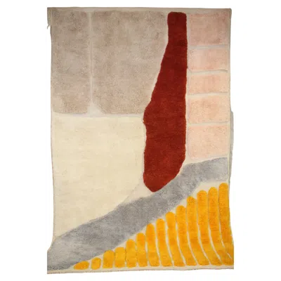 Pre-owned Maison Tóukkani Berber Wool Rug Kaal Modern Handwoven Large Minimalist Custom Design In Sand