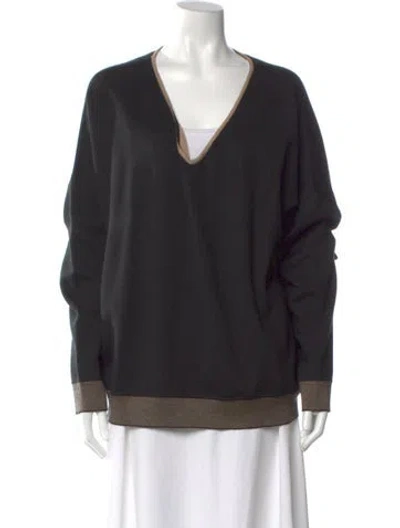 Pre-owned Maison Ullens Cashmere V-neck Sweater In Black
