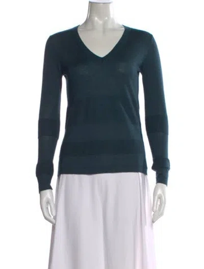 Pre-owned Maison Ullens Cashmere V-neck Sweater In Blue