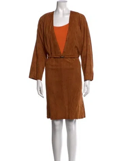 Pre-owned Maison Ullens Goat Leather Knee-length Dress In Brown