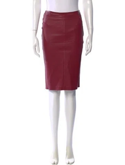 Pre-owned Maison Ullens Lamb Leather Knee-length Skirt In Burgundy