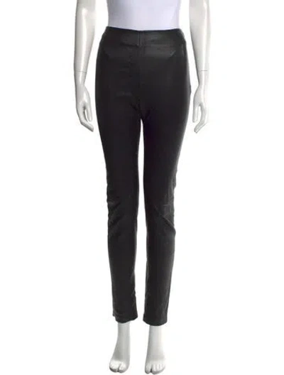 Pre-owned Maison Ullens Lamb Leather Skinny Leg Pants In Black