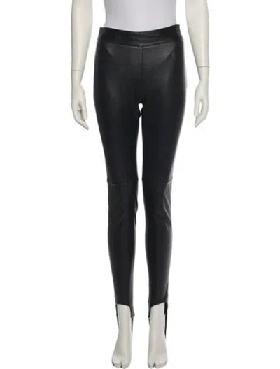 Pre-owned Maison Ullens Lamb Leather Skinny Leg Pants In Black