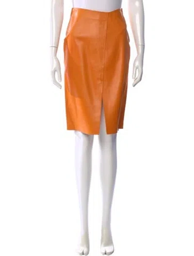 Pre-owned Maison Ullens Lambskin Knee-length Skirt In Orange