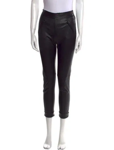 Pre-owned Maison Ullens Leather Skinny Leg Pants In Black