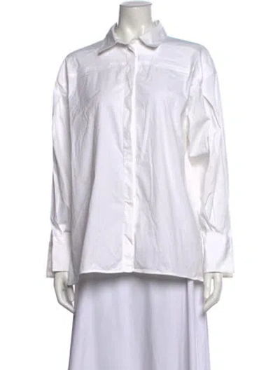 Pre-owned Maison Ullens Long Sleeve Button-up Top In White