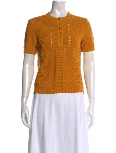 Pre-owned Maison Ullens Patterned Crew Neck Sweater In Orange/yellow