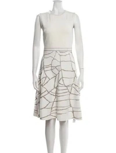 Pre-owned Maison Ullens Patterned Midi Length Dress W/ Tags In White