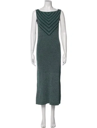 Pre-owned Maison Ullens Printed Long Dress In Green